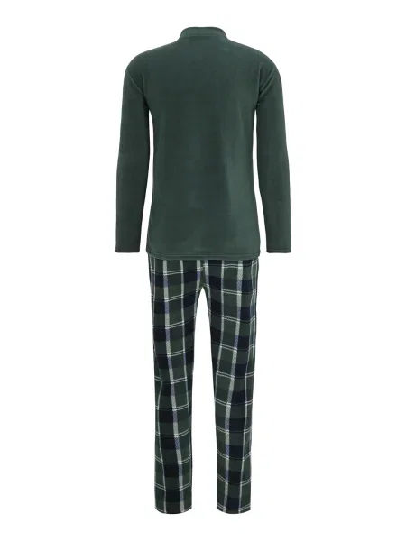 Trendyol Pijama lungă verde închis / negru alb