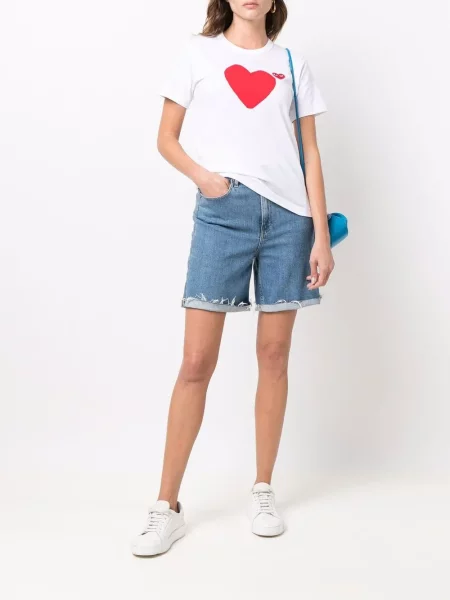 Tričko Comme Des Garçons Play se srdcovým vzorem bílé