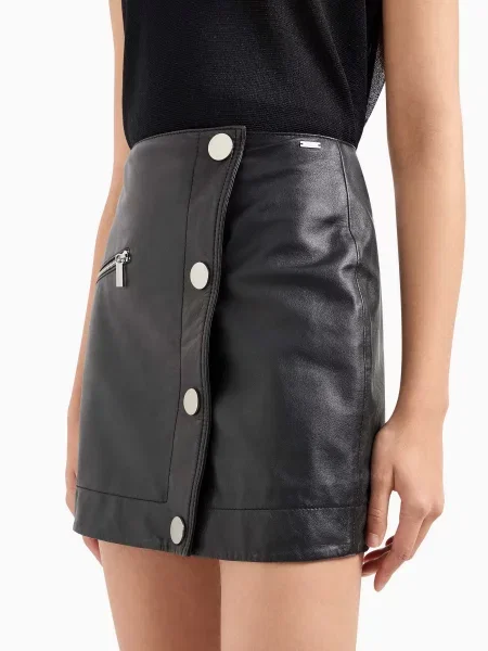 Мини кожаная юбка Armani Exchange черная