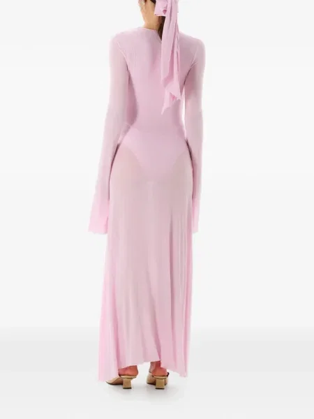 Rochie maxi Manuri drapată lungă de costum roz
