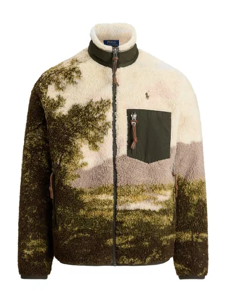 Polo Ralph Lauren Jopa iz flisa kremna / svetlo rjava temno zelena