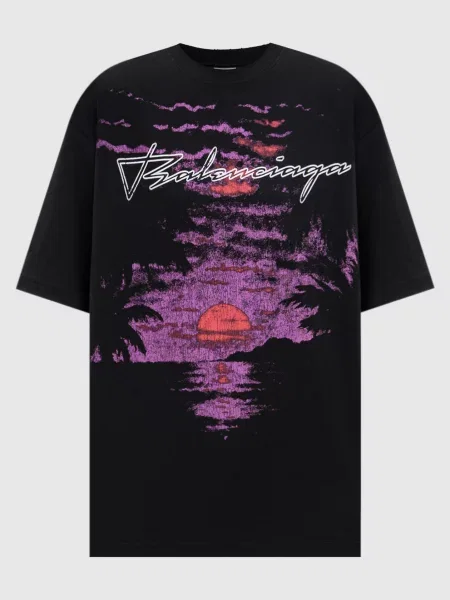 Футболка Balenciaga с принтом черная