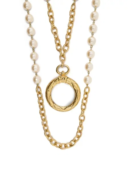 Náhrdelník Chanel Pre-owned s perlami zlatý