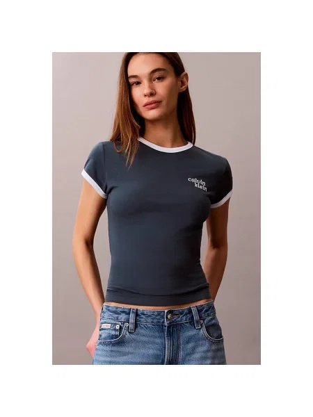 Majica Calvin Klein Jeans s autogramom plava