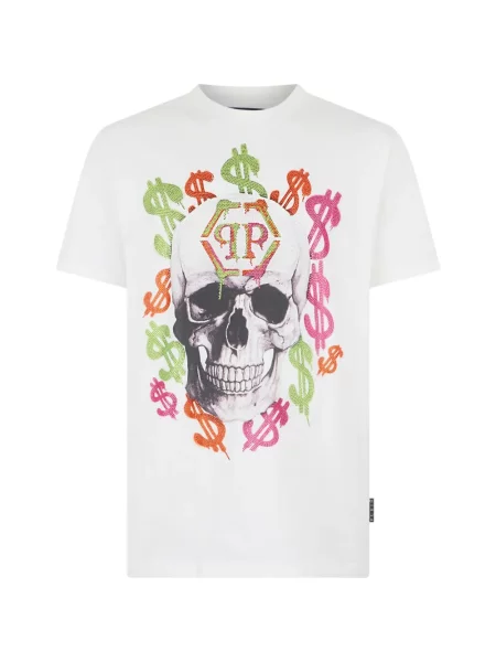 Tricou Philipp Plein din jerseu alb