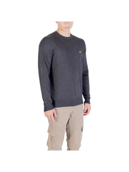 Sveter Lyle & Scott z merina s okrúhlym výstrihom sivá