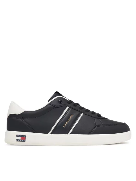 Sportcipők Tommy Jeans Lightweight Flag Leather Court fekete
