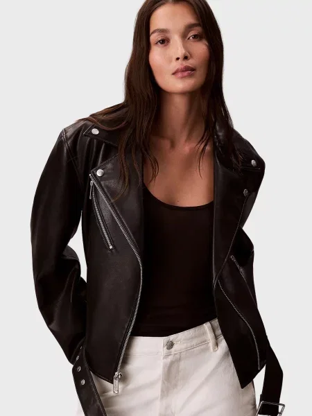 Шкіряна джинсова куртка Calvin Klein Jeans чорна