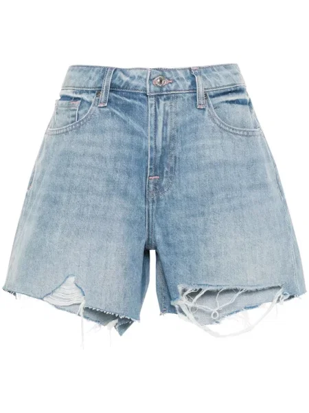Pantaloni scurți din denim 7 For All Mankind zdrențuiți albastru