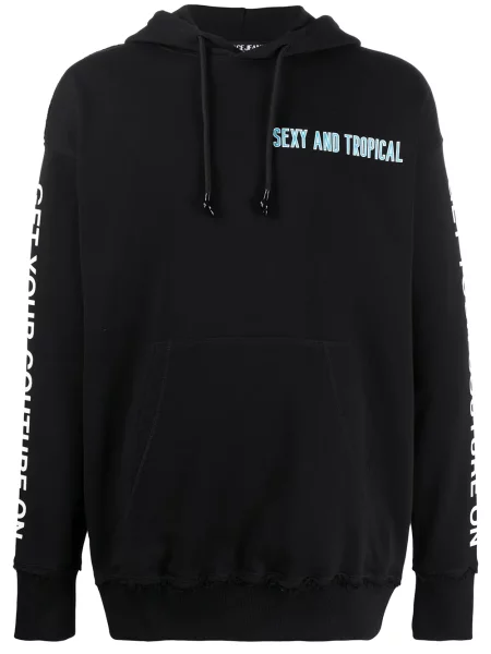 Șnur de strângere slogan hanorac cu glugă Versace Jeans Couture negru