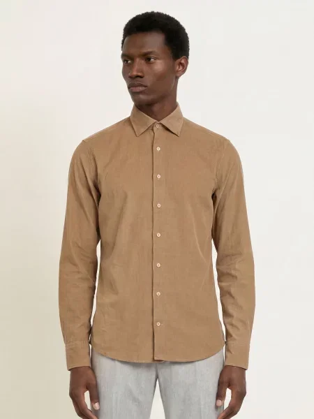 Stenströms Kordová Košile Slimline Fit béžová
