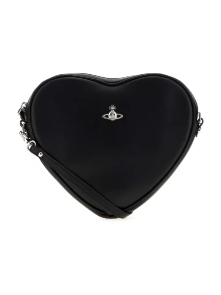Torebka crossbody Vivienne Westwood skórzana w serca czarna