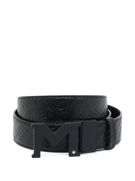 Cu centură curea Montblanc din piele negru