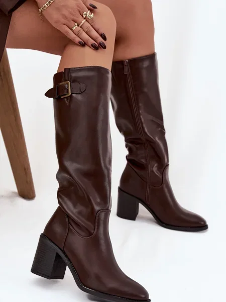 Kozačky Boto s přezkou hnědé