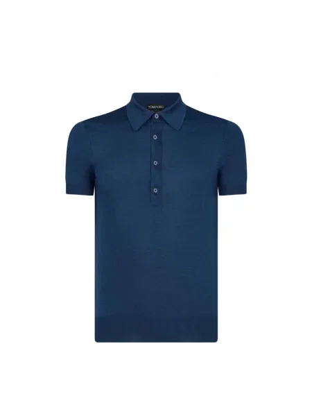 Jedwabna koszulka polo Tom Ford niebieska