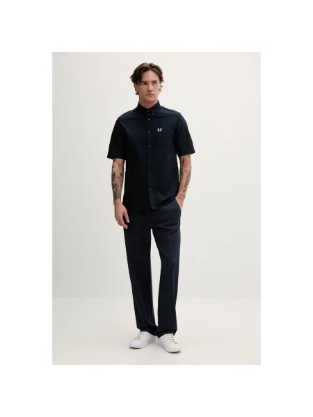 Krótka koszula z krótkim rękawem Fred Perry z krótkim rękawem niebieska