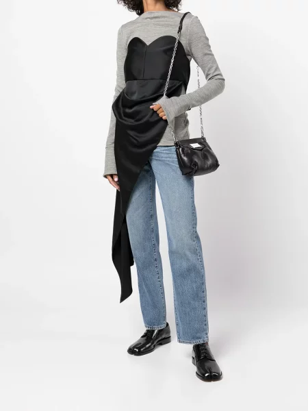 Kožená kožená taška Maison Margiela černá
