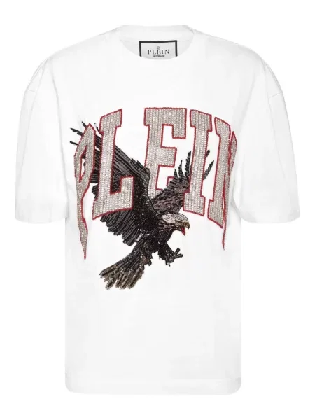Tricou Philipp Plein de cristal alb