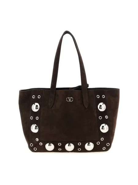 Shopperka Valentino Garavani skórzana brązowa