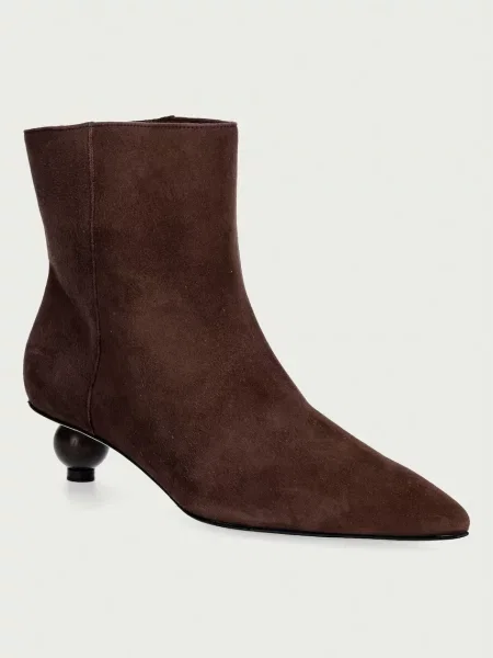 Weekend Max Mara botine cu jos pentru femei din piele întoarsă maro