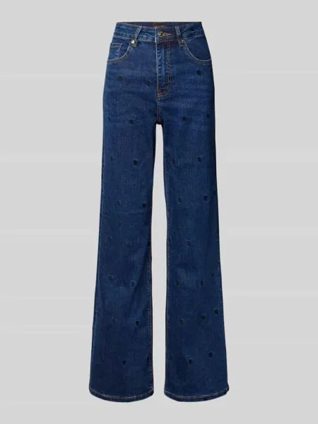 Jeansy o kroju straight fit z 5 Miss Goodlife niebieskie