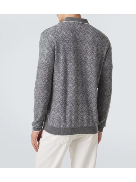 Tricou polo Missoni din cașmir gri