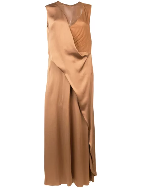 Długa sukienka maxi Sies Marjan drapowana garniturowa brązowa
