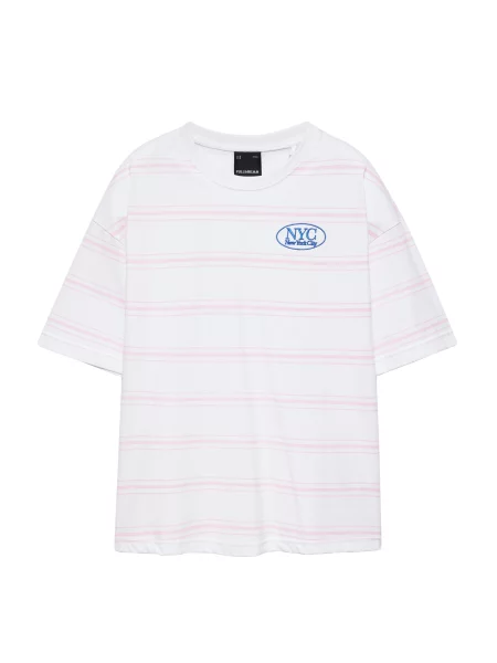 Pull&Bear Tricou safir / roz alb