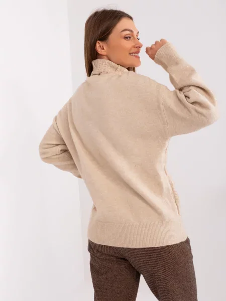Pulover Fashionhunters tricotate bej