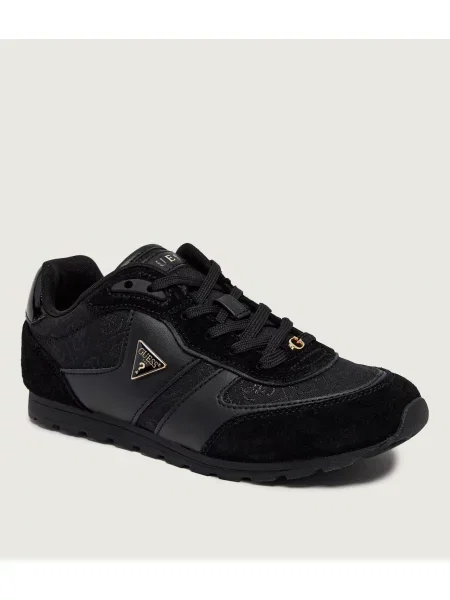 Guess Sneakers Tyran cu adaos de piele | piele întoarsă negru