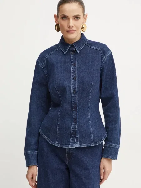 Ivy Oak camasa jeans femei marin cu guler clasic regular albastru