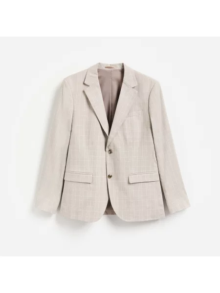 Reserved Kockás slim fit blézer kávébarna