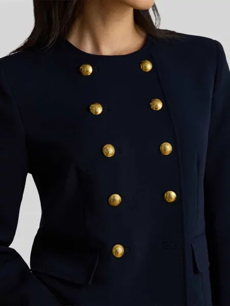 Żakiet krótki o kroju regular fit z ozdobnymi Lauren Ralph Lauren granatowa