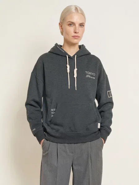 Smith & Soul Bluza Z Kapturem Oversize grau