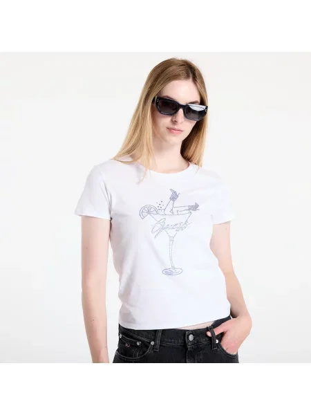 Tričko GUESS Ss Tini Boots Bling Baby Tee White XS bílé