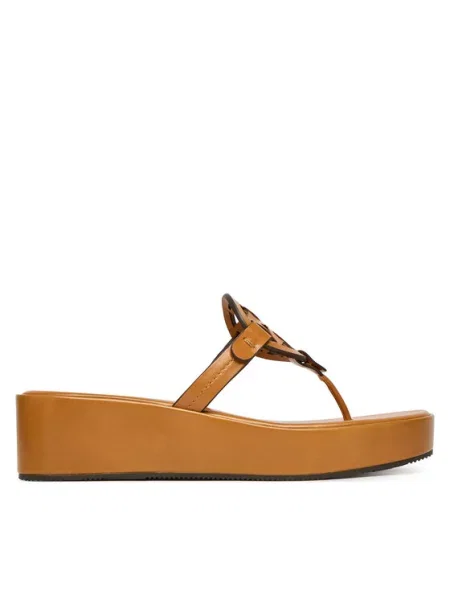 Tory Burch Šlepetės per pirštą Miller Wedge ruda