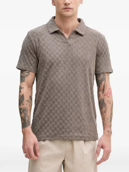 Gulerat tricou polo Lindbergh în carouri maro