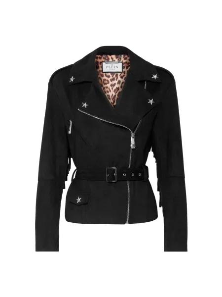Kurtka Philipp Plein zamszowa biker czarna