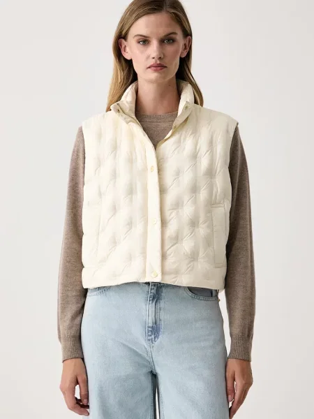 Tommy Hilfiger vestă de puf pentru femei bej