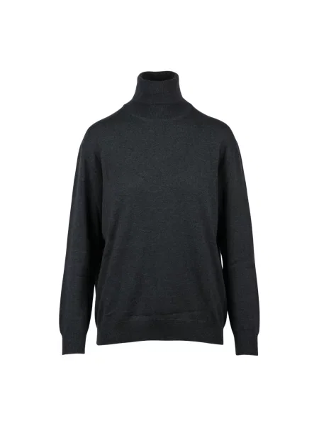 Lniany sweter z golfem Brunello Cucinelli szary
