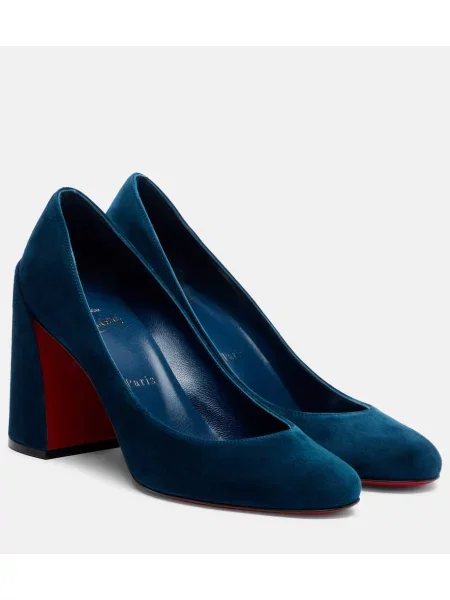 Pantofi cu toc Christian Louboutin din piele de căprioară albastru