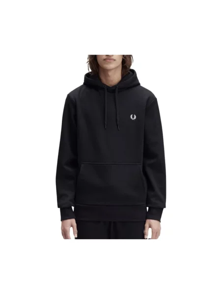 Bluza z kapturem Fred Perry z kapturem z logo czarna