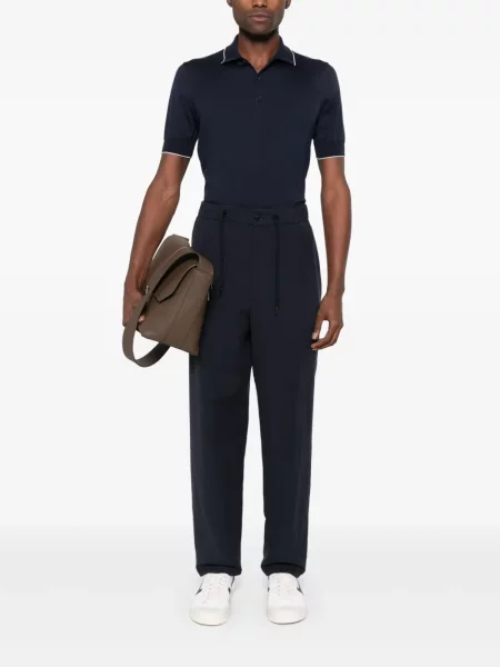 Λινό πλισέ παντελόνι Giorgio Armani μπλε