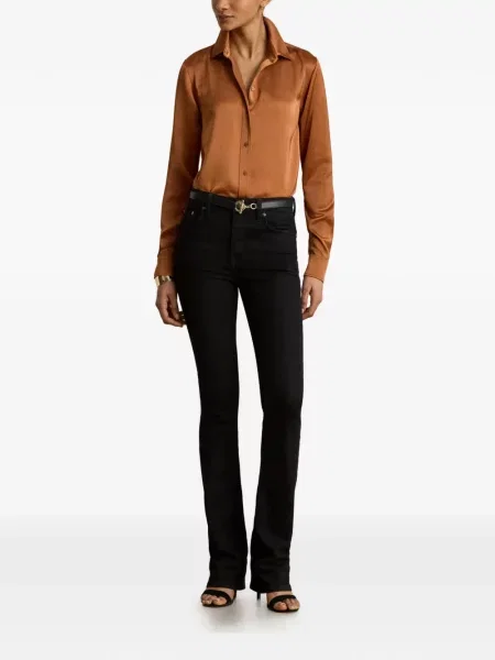 Cămașă Lauren Ralph Lauren din satin maro