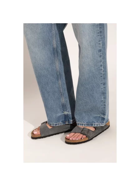 Klapki Birkenstock zamszowe szare