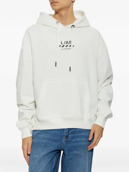 Hanorac cu glugă L/ab C/o Off-white cu imagine cu cordon alb