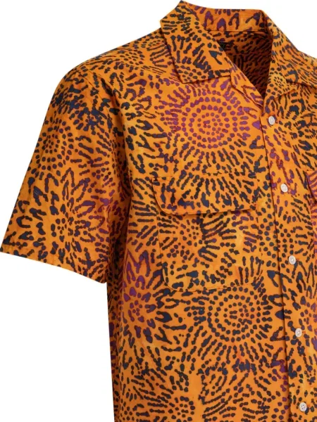 Cămașă Beams Plus cu model floral cu imagine portocaliu