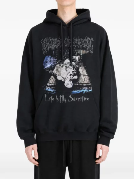 Hoodie Vetements με σχέδιο με κορδόνι μαύρο