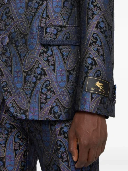 Geacă Etro cu model paisley din jacard albastru