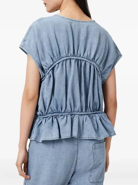 Top Allsaints cu volane albastru